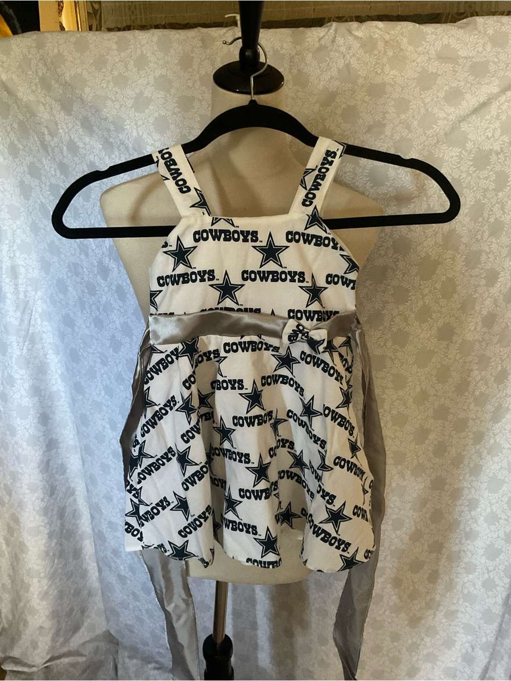 Girls Cowboys Print Halter Dress with Silver Sash